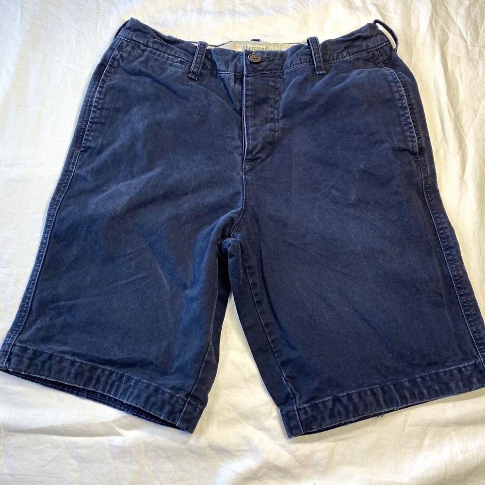 Abercrombie & Fitch Men's Chino Shorts Navy Cotton Twill Pockets